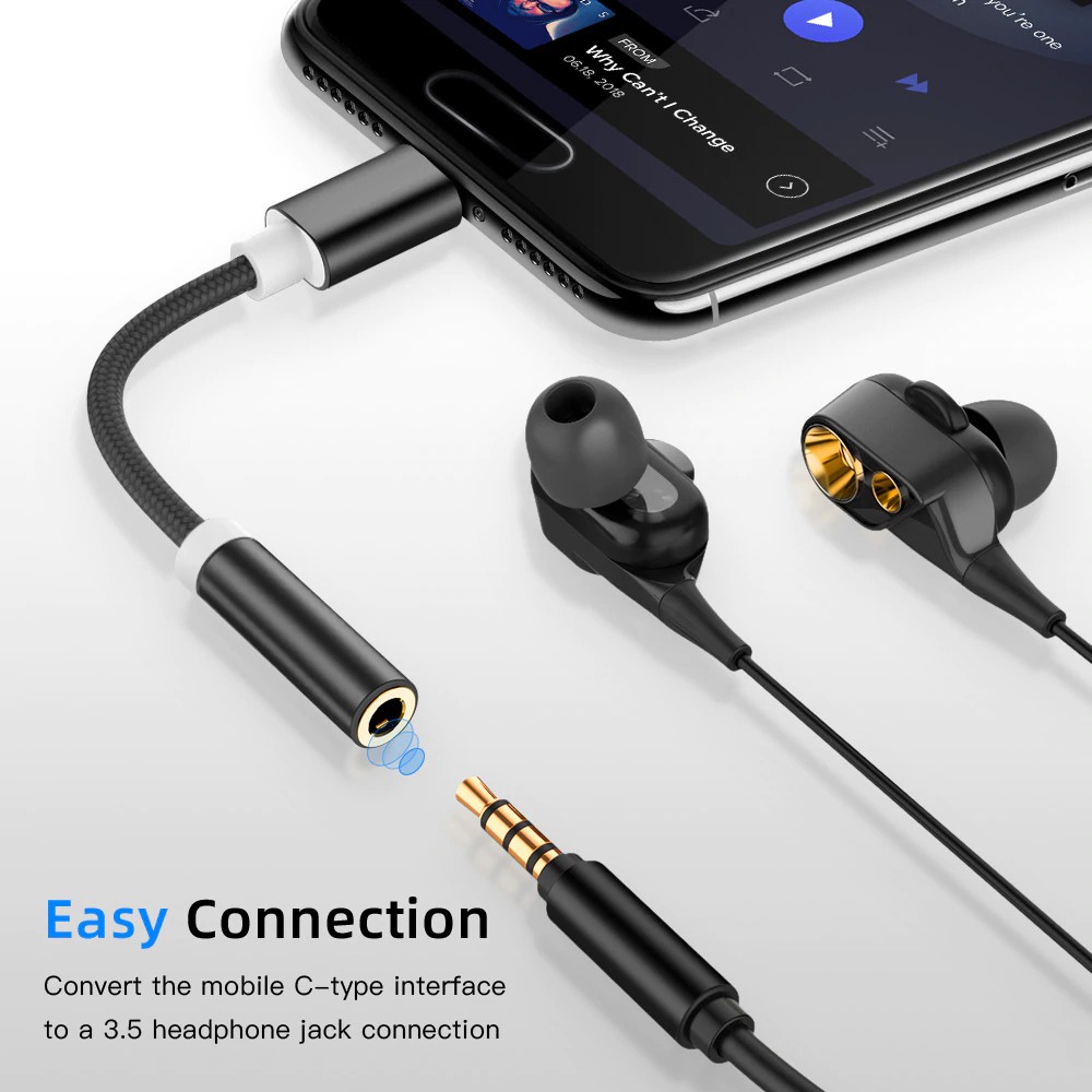 Adapter USB Type C to 3.5mm Jack Earphone Cable Audio