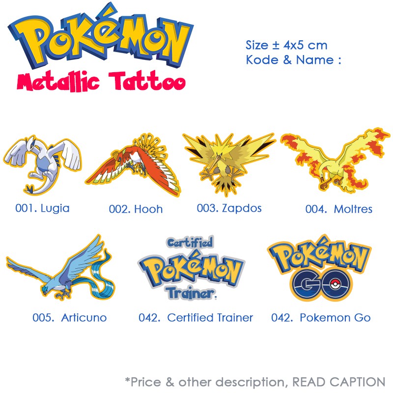 Temporary Tatto Lucu Gambar Pokemon, Temporary Tatto Bahan Kosmetik Tahan Lama