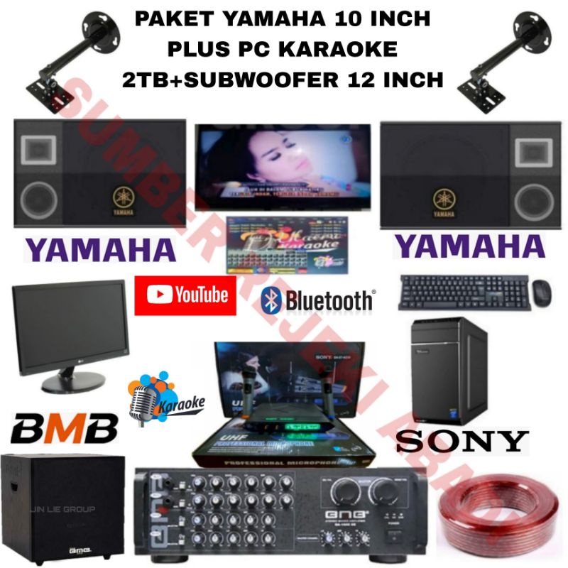 PAKET SOUND SYSTEM KARAOKE YAMAHA 10 INCH PC MONITOR SUBWOOFER 2TB