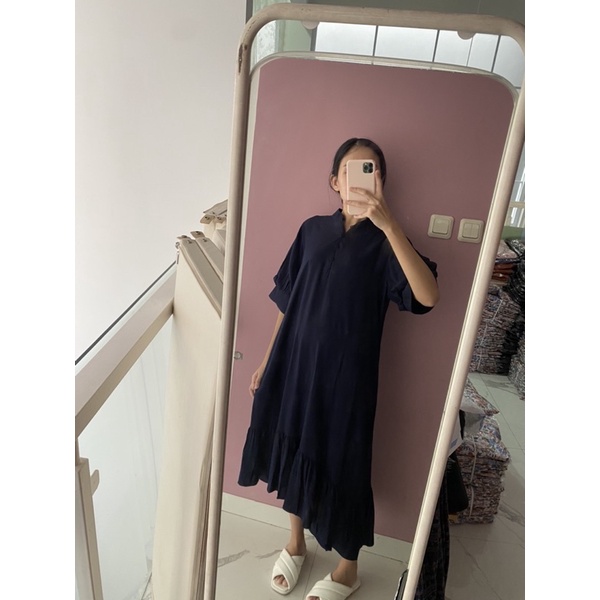 NABO - Gauri Midi Dress Lengan Panjang / Lengan Pendek ( Panjang Baju Sama )