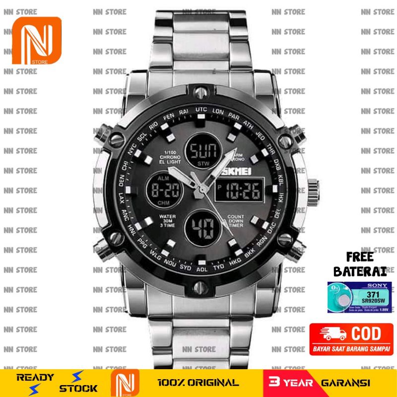 [ !!BEST SELLER!! ] SKMEI 1389 Jam Tangan Pria Digital Analog - Jam Tangan Pria Keren Kekinian - Tali Stenlis