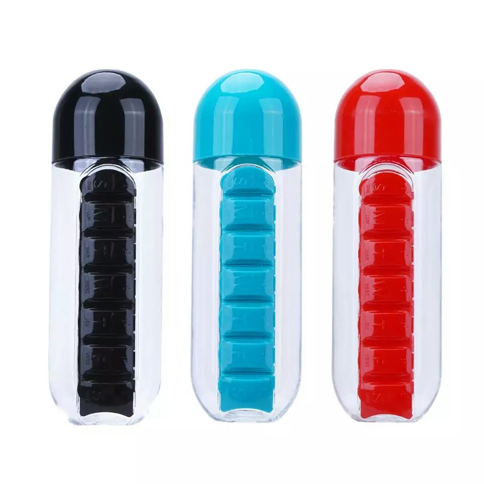 Botol Minum Plus Obat Pill Organizer Water Bottle Tumbler Olahraga