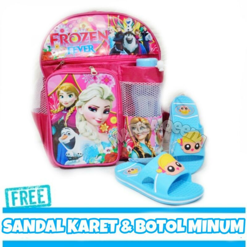 TAS ANAK FROZEN GRATIS SANDAL KARET TAS ANAK PEREMPUAN TAS SEKOLAH ANAK