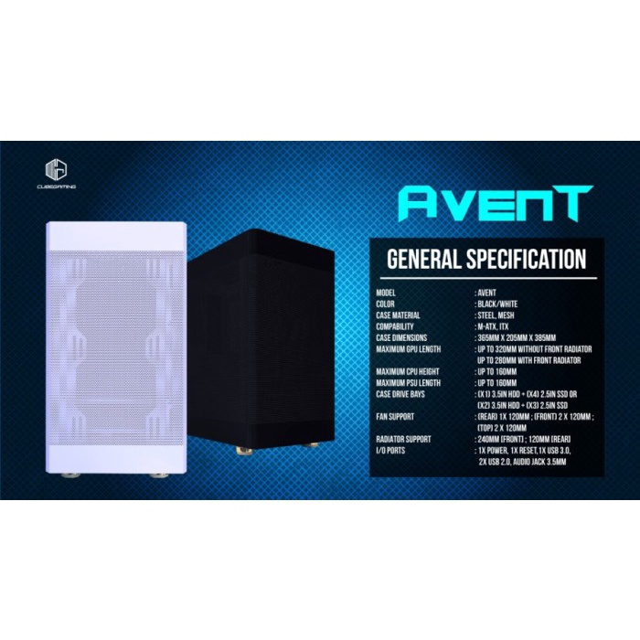 CUBE GAMING AVENT WHITE - All White Inside - mATX