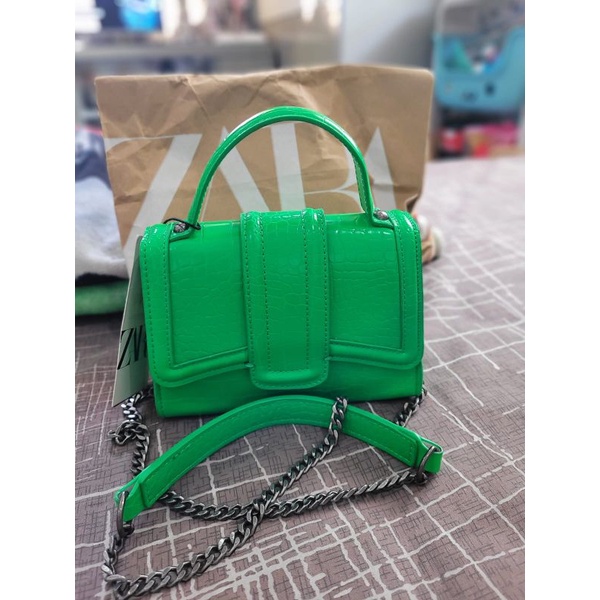 zara balen green sling bag original store sale