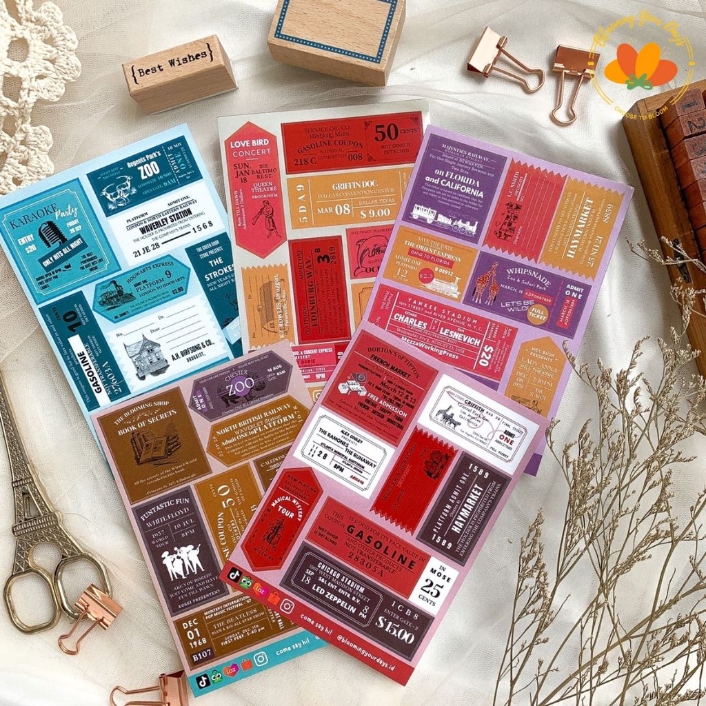 

Bloomingyourdays aesthetic sticker vintage ticket scrapbooking deco stickers journal journaling stiker