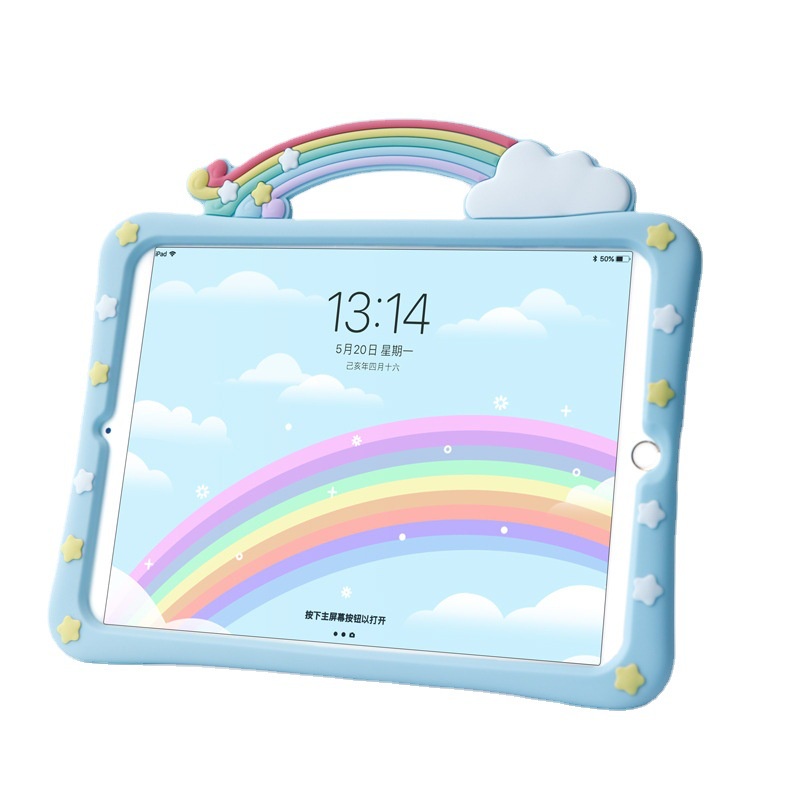 Case Pelindung Ipad 10.2 air 4 9.7 Inch Motif Jembatan Pelangi Bahan Silikon Tahan Jatuh Untuk Anak