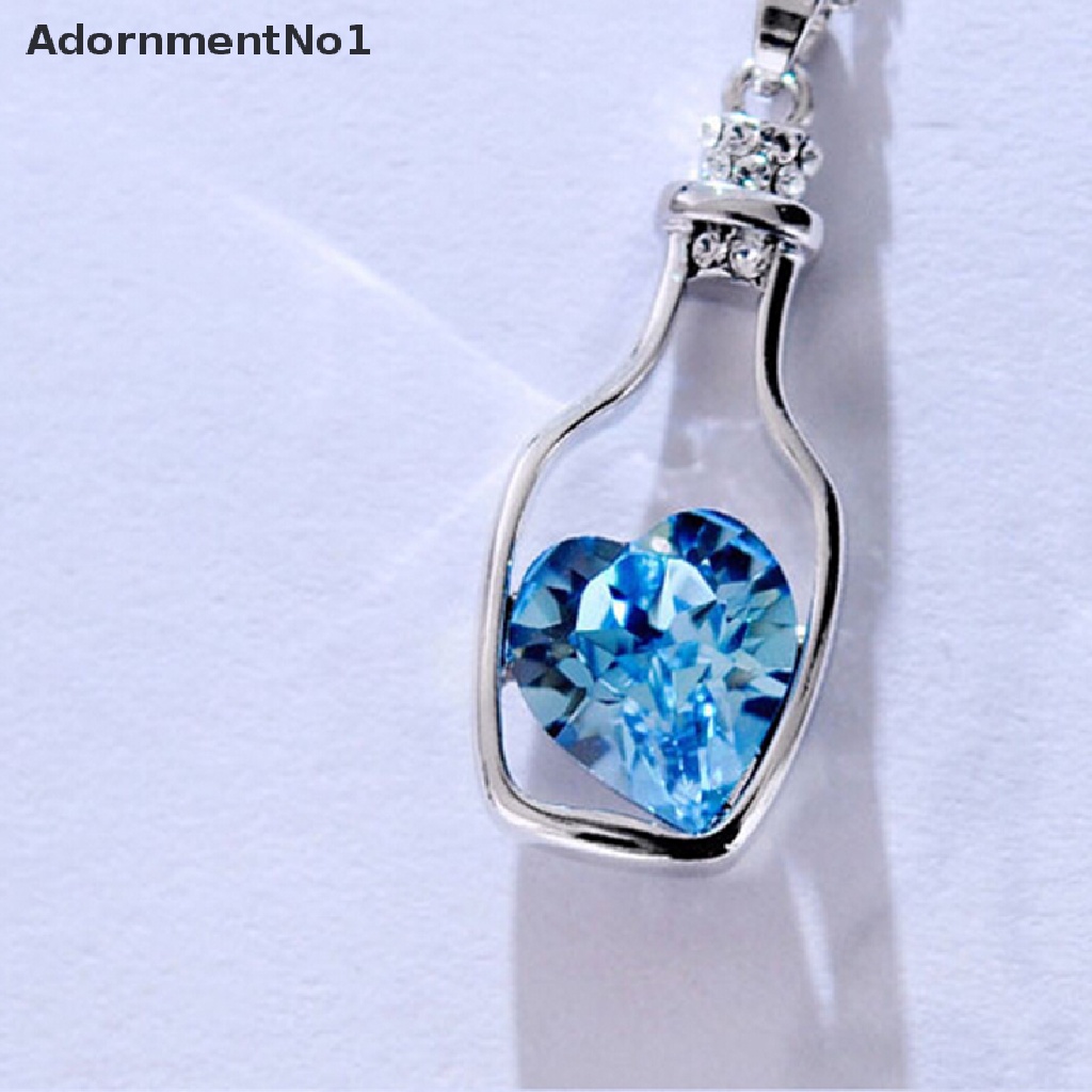 (AdornmentNo1) Kalung Rantai Dengan Liontin Botol Motif Hati Untuk Wanita