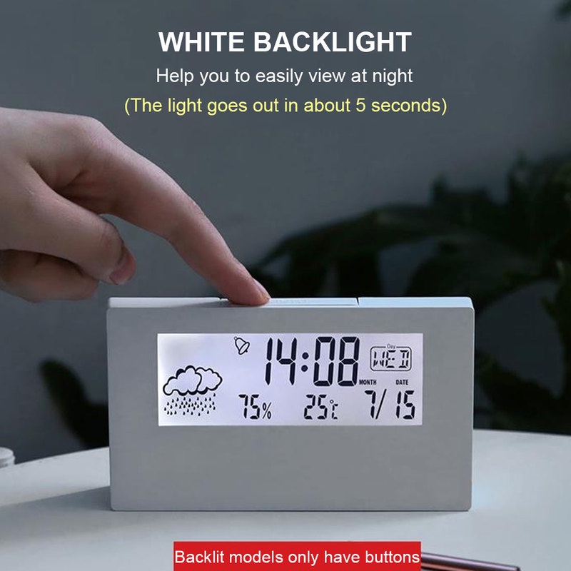 1pc Jam Alarm Digital Dengan Lampu Led Dan Kalender Untuk Meja