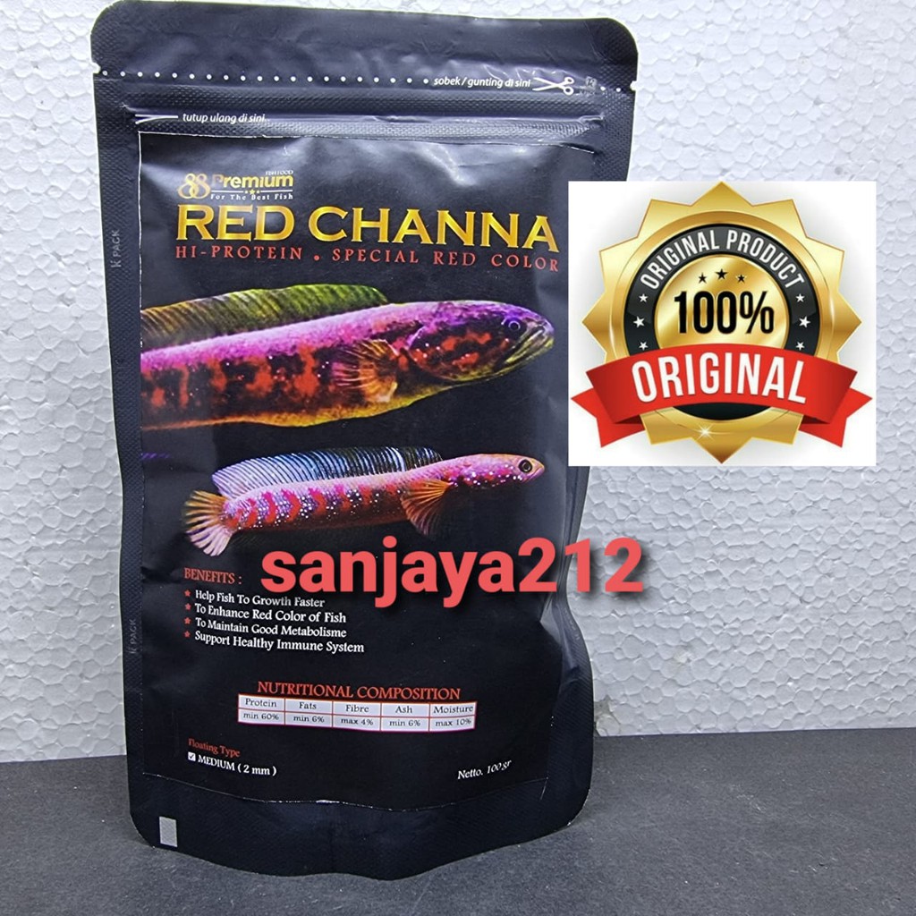 Pelet Premium Red Channa 100g Pakan Ikan Chana Merah Sampit Barito Rs