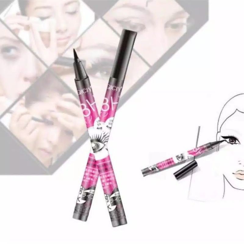 QICIY EYELINER 48H SUPER WATERPROOF SUPER WATER PROOF EYE LINER TAHAN AIR 48 JAM