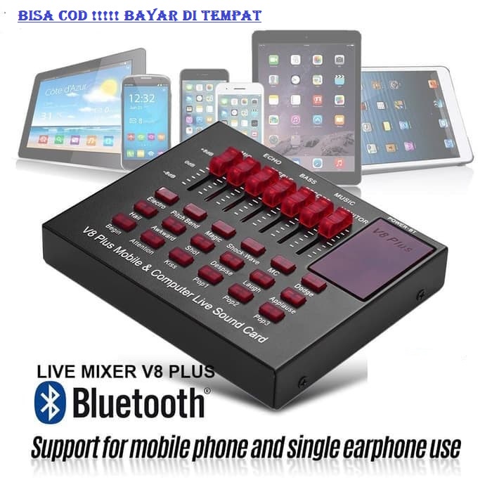 USB External Soundcard V8 PLUS - Bluetooth Audio USB External Soundcard Live Broadcast Microphone Headset - mixer audio bluetooth - bluetooth receiver audio mixer - bluetooth audio usb external soundcard - Sound Card - Sound Card Eksternal