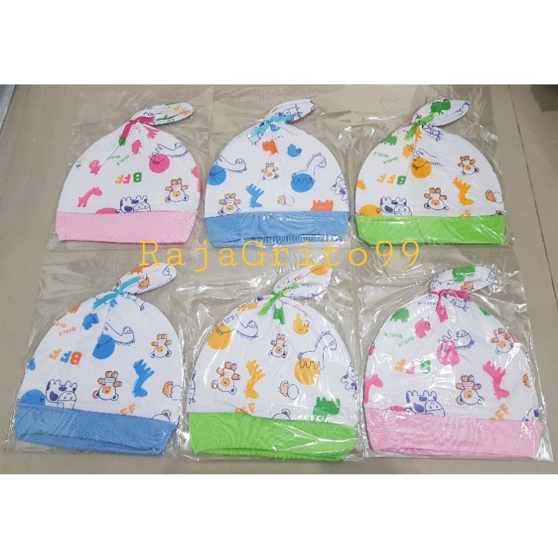 Topi Bayi kuncung print / topi Kupluk bayi motif sablon