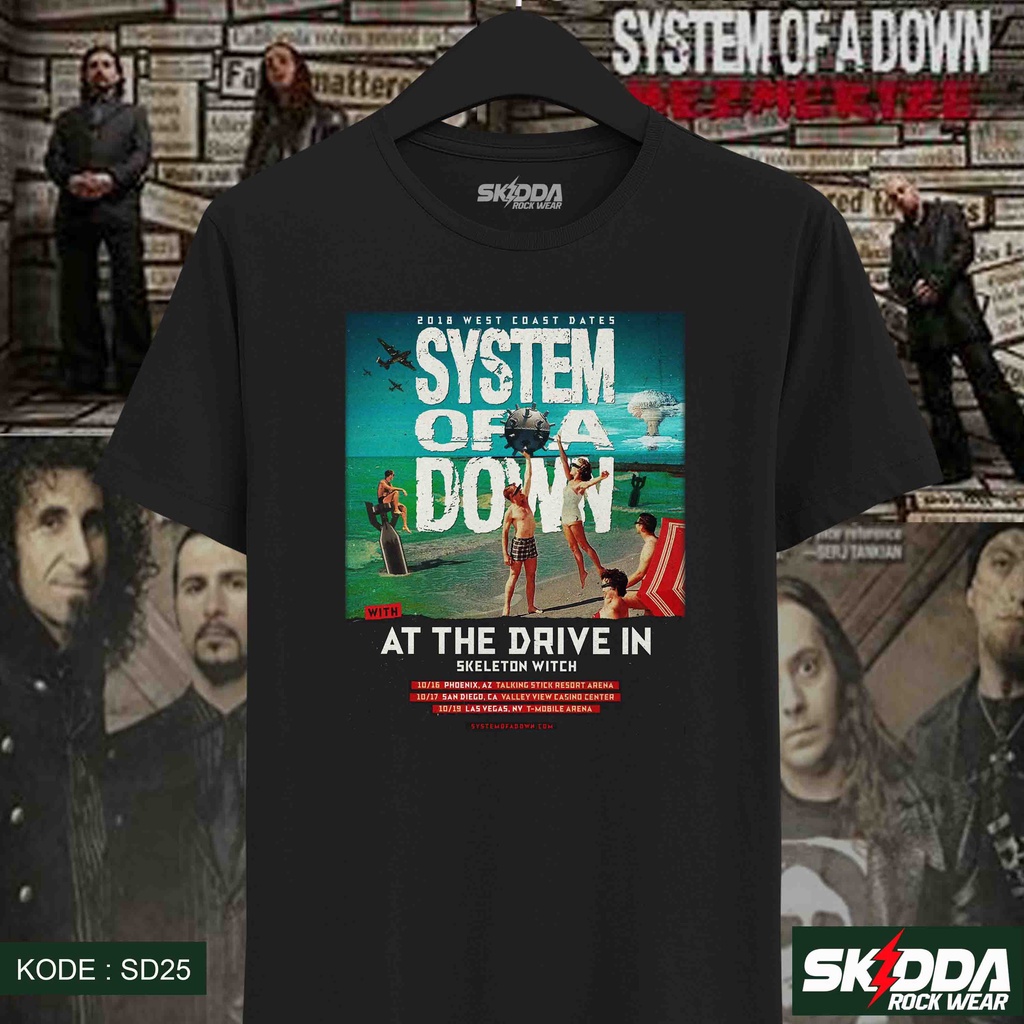 T Shirt Kaos Band Rock SYSTEM OF A DOWN  – At the Drive In - Premium Black NSA