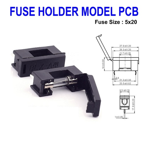 BA-85C Fuse Holder PCB Kotak Sekering Kaca Gelas Rumah Sekring 5x20 BLX-A Dudukan Sekring kecil Plastik 5x20mm