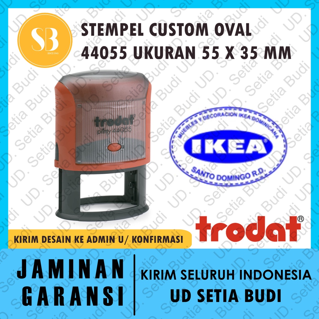 Stempel Trodat Custom Oval 44055 ukuran 55 x 35 mm