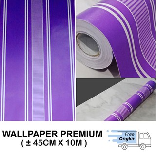  Wallpaper  Stiker  Dinding Motif Salur Ungu  45cm x 10m 