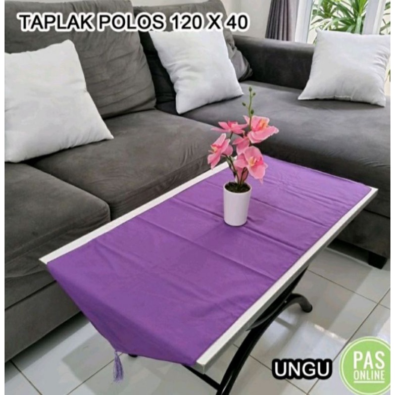 Taplak meja ruang tamu polos table runner minimalis 120X40 cm katun premium