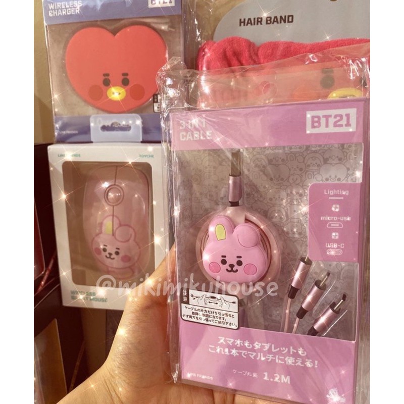 OFFICIAL BT21 BABY 3 IN 1 CABLE KABEL CHARGER CHARGING WIRELESS JAPAN SOLOMON ANDROID IPHONE USB