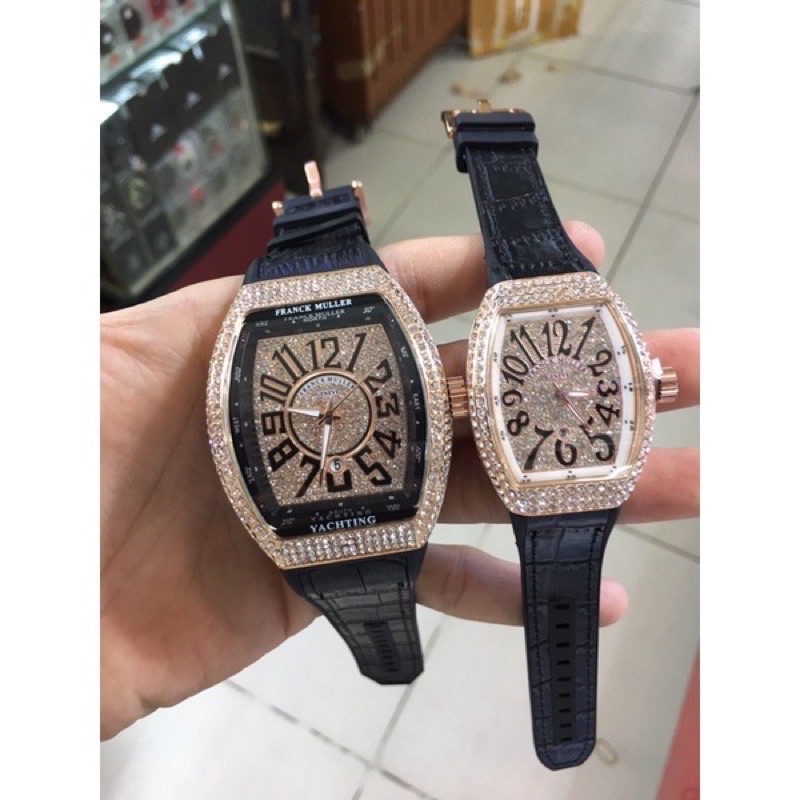 Frank Muller Watch Couple Full Diamond Tanggal aktif Diameter 4.5cm dan 3.3cm#jamtangancouple