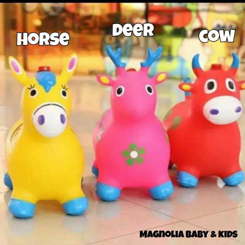Animal Jumping KUDA / RUSA / SAPI Jumbo Tebal / Hewan Karet / Kuda Jumping / Bouncy Animal