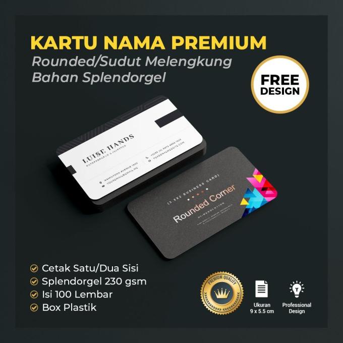 Office & Stationery | Document Organizer | Desain Cetak Kartu Nama Premium Sudut Melengkung L Bahan 