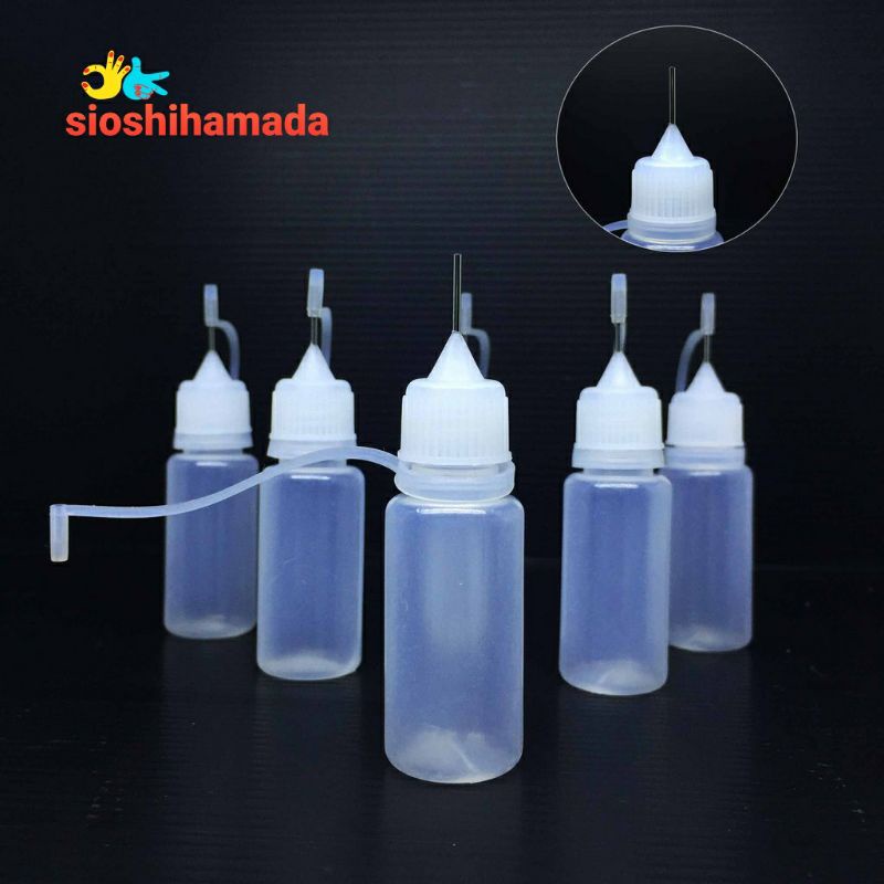 Botol Tetes 10ml + Tutup Needle Dropper Bottle 10 ml henna Art