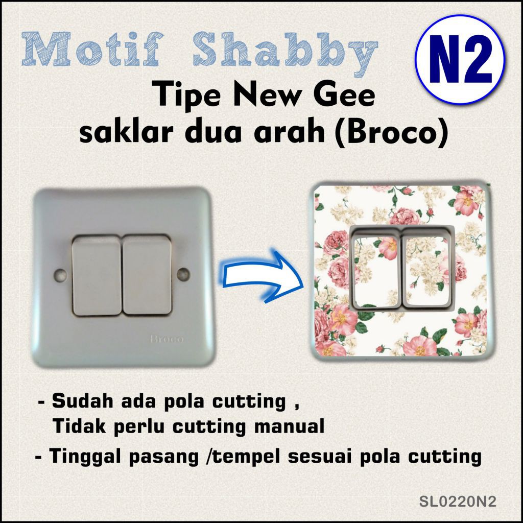 Shabby 20 - Sticker Custom Saklar Dinding / Tombol Lampu Motif Unik 8cm