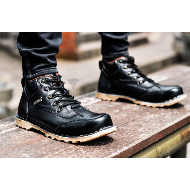 SEPATU PRIA SKIENZ M46 Sepatu Safety Boots Pria Sepatu Kulit Biker Riding Hiking Kerja