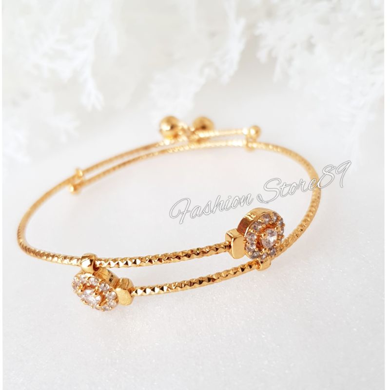 Gelang Bangle Permata Flexibel Gelang Anak Gelanf Dewasa Allsize perhiasan lapis emas 18k yaxiya impor