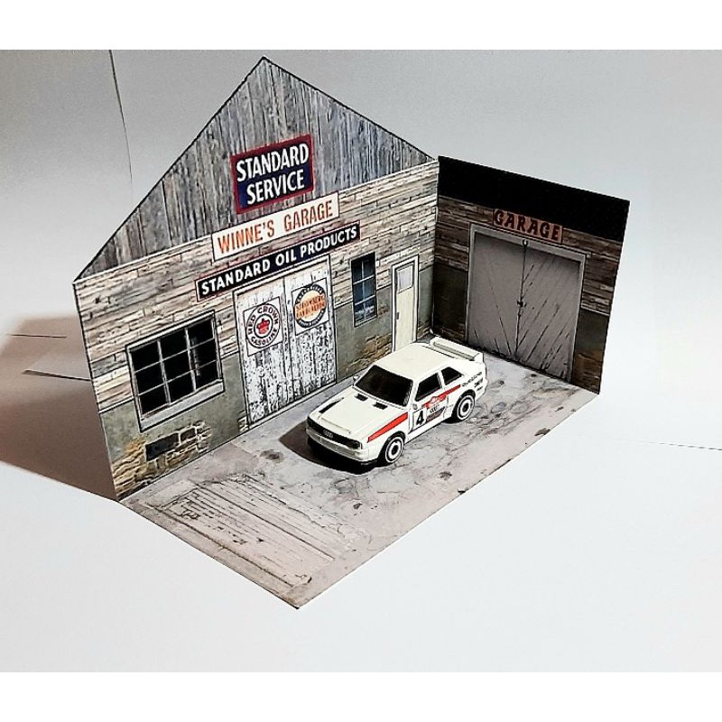 Diorama papercraft Garage service Diecast