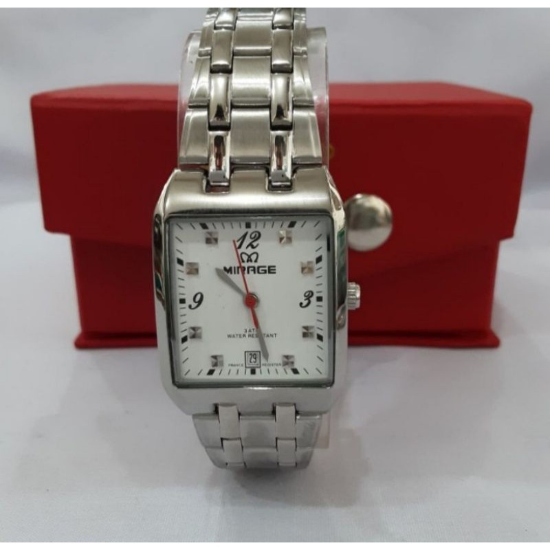 jam tangan wanita;MIRAGE M7716BSP-Msegi silver~ORIGINAL WATER RESISTANT~TGL~STAINLESS