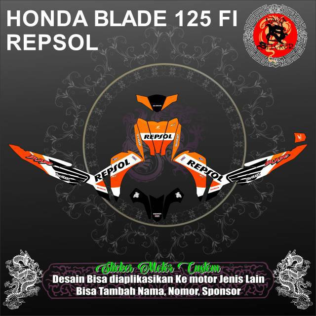 DECAL STICKER HONDA BLADE REPSOL ORANGE