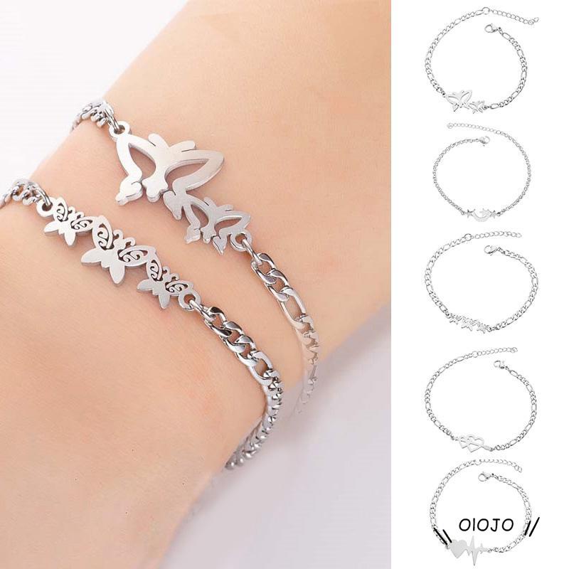 Gelang Butterfly Moon Star Love Bahan Stainless Steel Untuk Wanita ol2