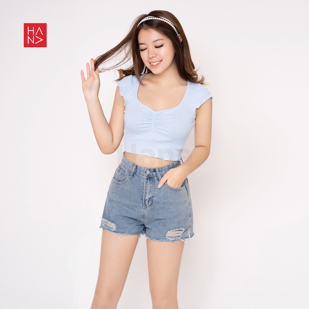 HanaFashion JKT - Rei Knit Crop Top Rajut Wanita - CT196