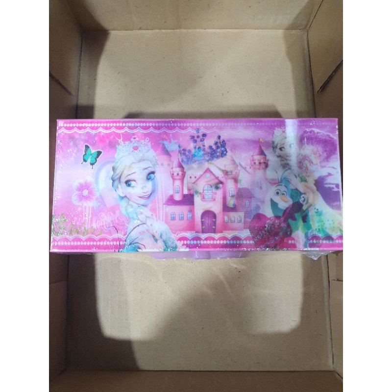 kotak pensil KODE 3 TINGKAT metalik 3dimensi/pencil case password/kotak pin-FROZEN 3D