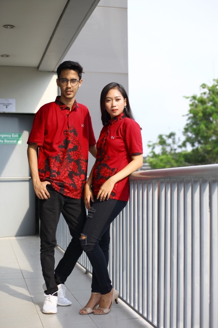 Loyal Kaos Polo Batik Maroon Modern Pria M L XL XXL