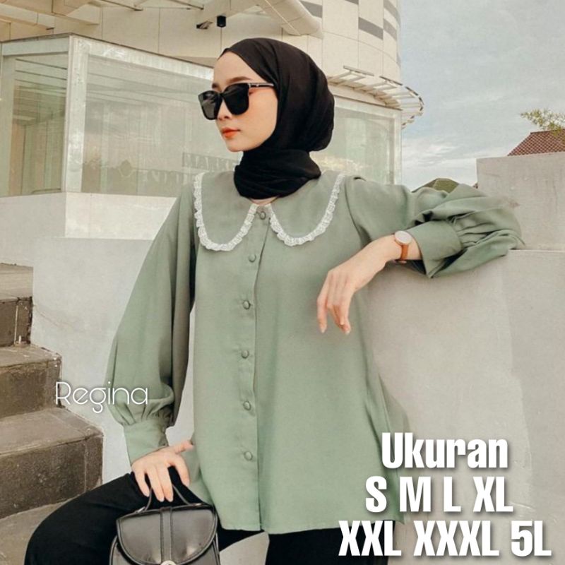 Regina Blouse Big Size Ukuran Size S M L XL 2XL 3XL 4XL XXL XXXL  XXXXL 2L 3L 4L 5L  Atasan Blouse Wanita Jumbo Atasan Big Size Kemeja Kerja Korea Over Size