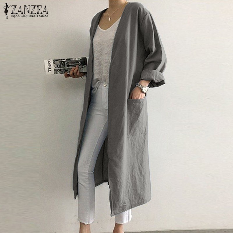 ZANZEA Women's Causal Plus Size Spring Long Sleeve Cardigan