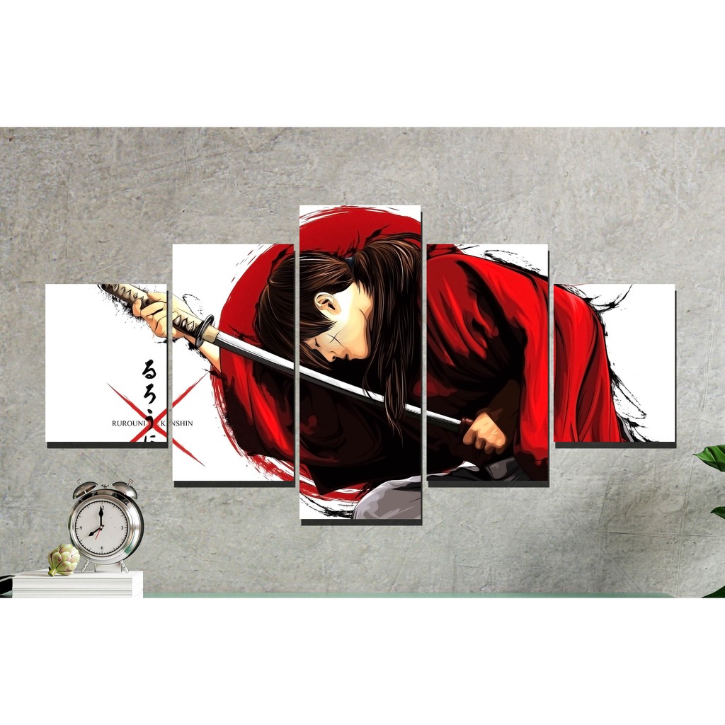 SPLIT POSTER FRAME RUROUNI KENSHIN / HIASAN DINDING WALLDECOR 5PCS