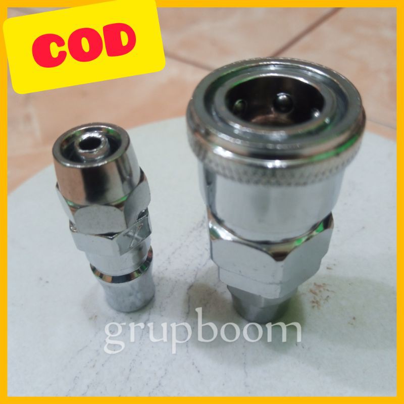SAMBUNGAN SELANG KOMPRESOR ANGIN QUICK COUPLER SET PP - SP 20 CONEKTOR KOMPRESOR UDARA 1/4 PP-SP20