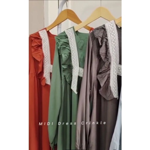 Midi dress crincle premium || midi dress muslim || dress wanita