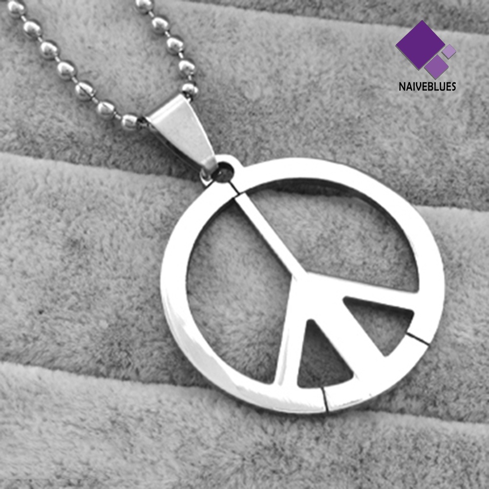 Naiveblue Kalung Rantai Liontin Lambang Peace Bahan Stainless Steel Untuk Pria