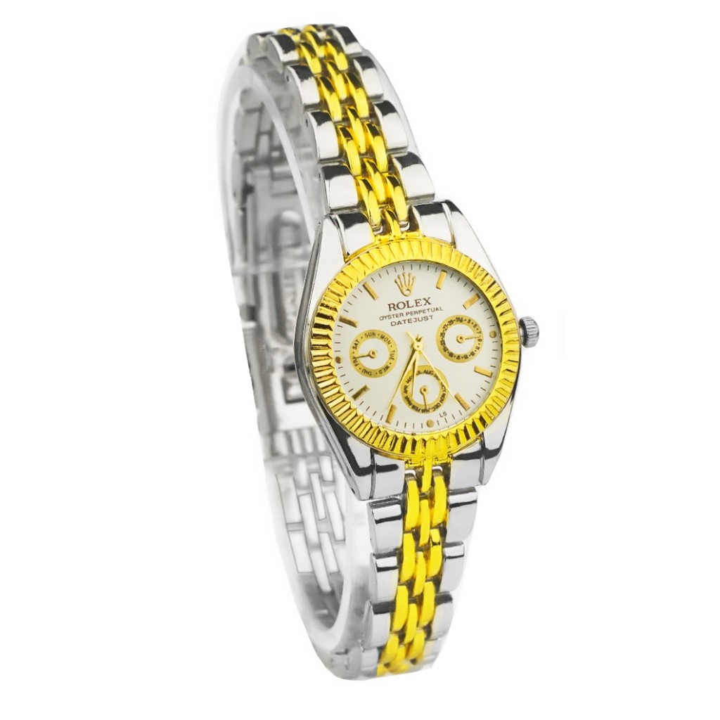 WBS  JAM TANGAN COUPLE FREE BATERAI ✅COD ROLEX RANTAI CHRONO IMPORT GROSIR MURAH SPORT  CASUAL PASANGAN PRIA WANITA ANAK REMAJA DEWASA RX004-WANITA KOMB PLA PUTI