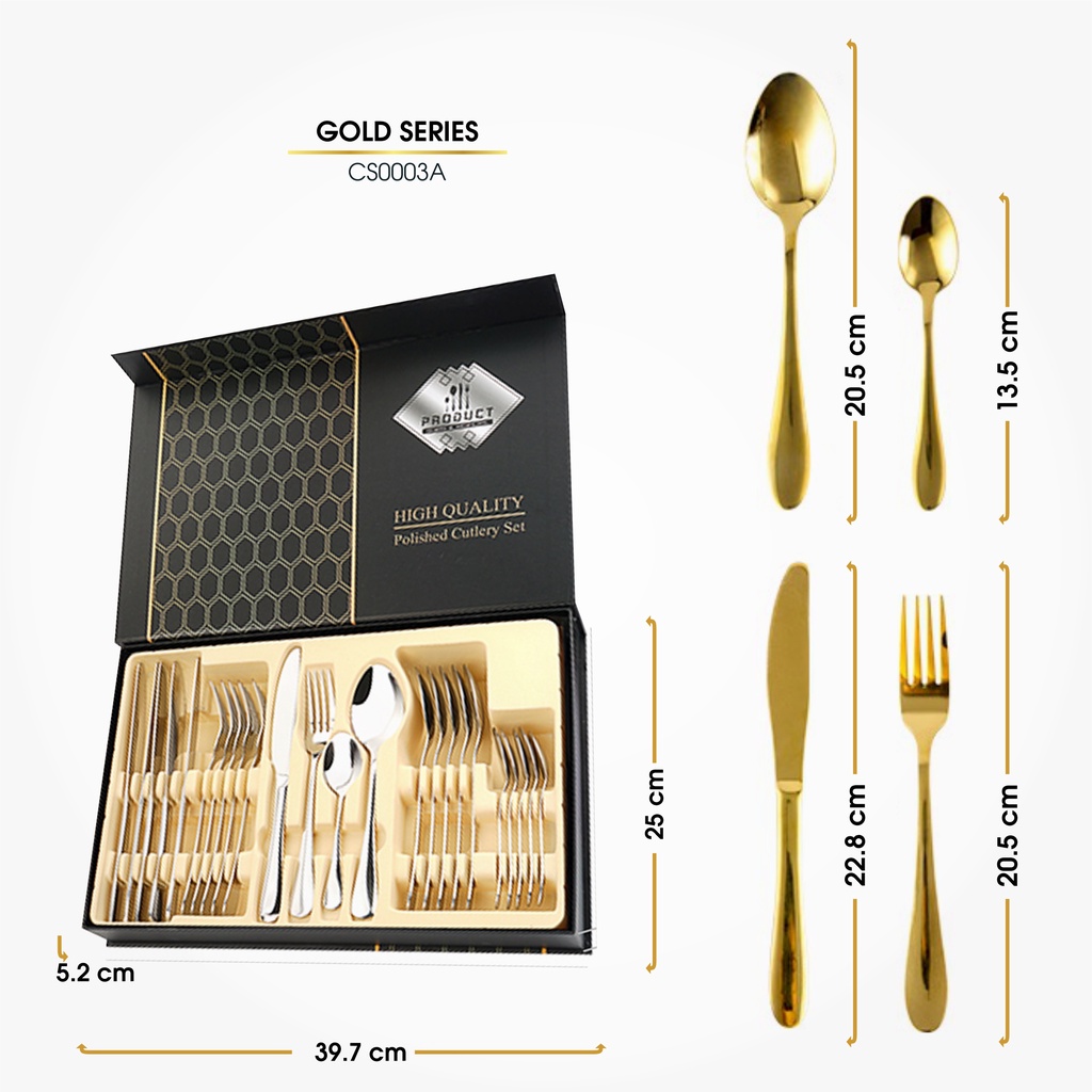 24 Pcs Set Cutlery Sendok Alat Perlengkapan Makan Korea Sendok Garpu Pisau Set Stainless Steel 24 Pcs