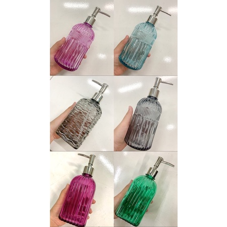 Botol Sabun Kaca Warna Pump | Botol Lotion Kaca Pump | Botol Handsanitizer Kaca Pump