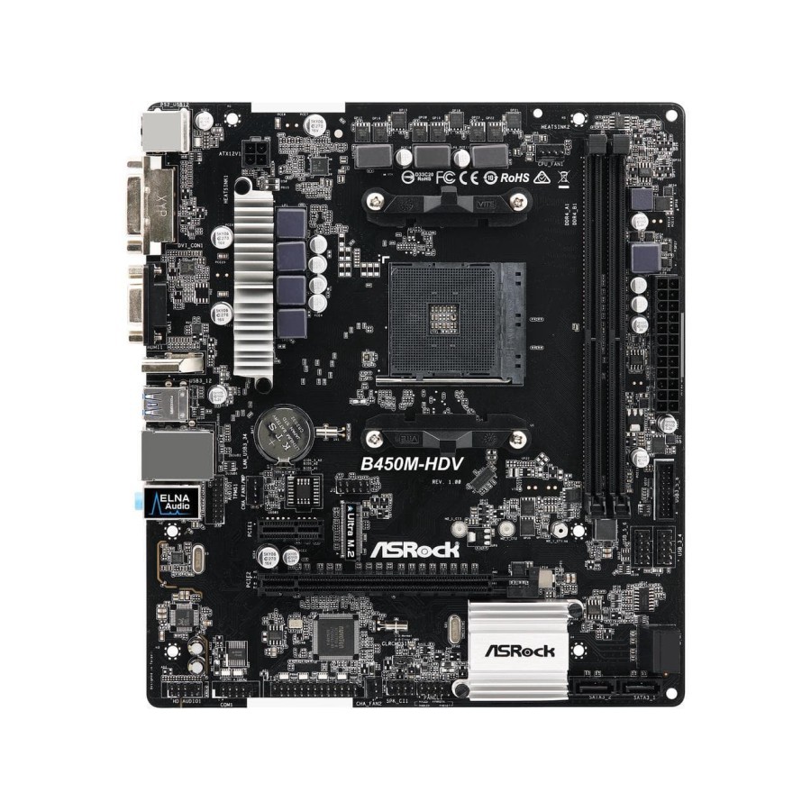 ASRock B450M-HDV (AM4, AMD Promontory B450, DDR4, USB3.1, SATA3)