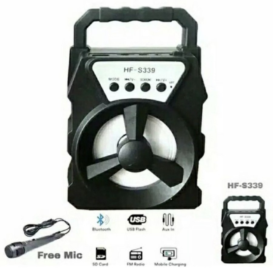 SPEAKER HF-S339 GRATIS MICROPHONE / SPEAKER BLUETOOTH + MIC KARAOKE 702 WIRELESS BLUETOOT BASS
