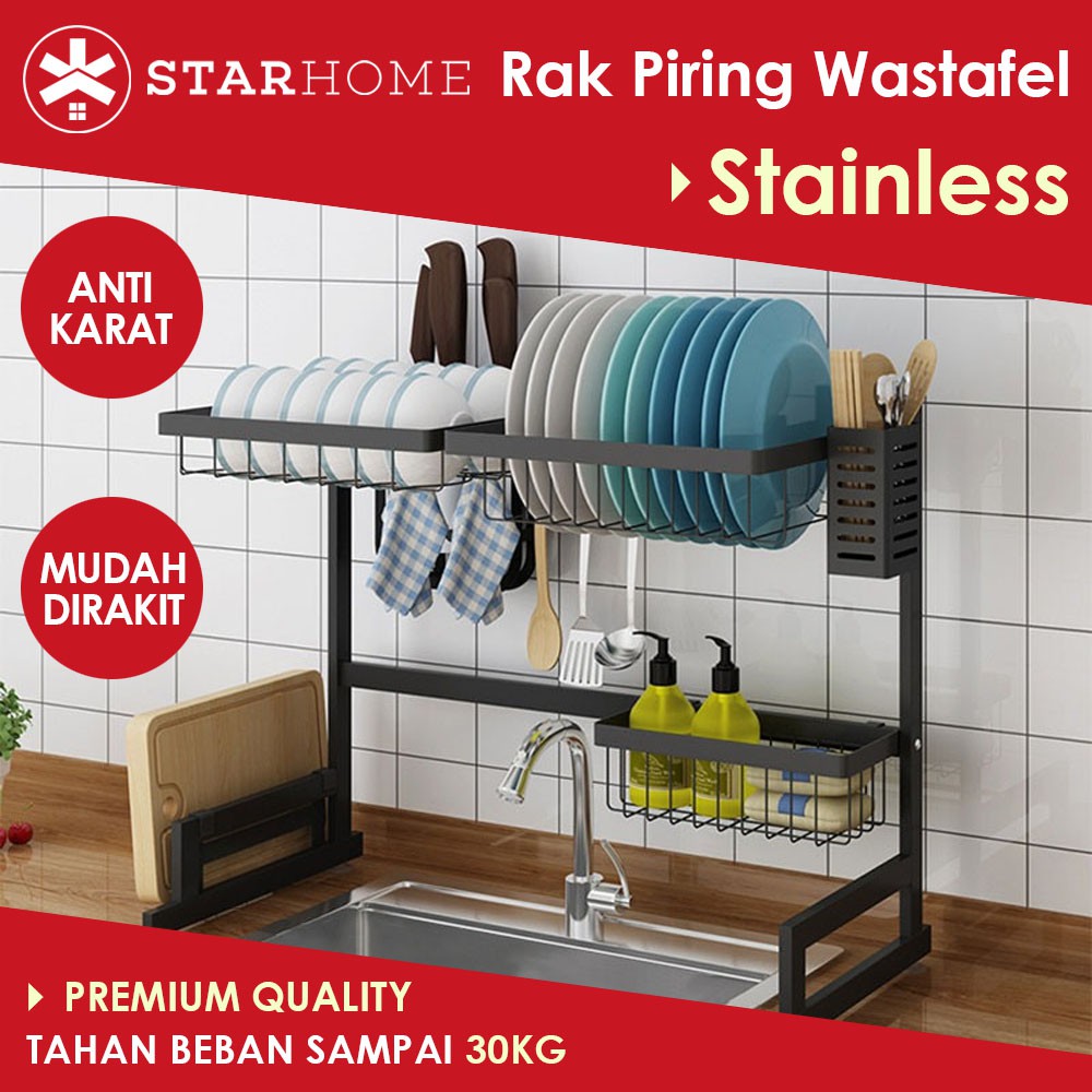 StarHome Rak  Piring  Wastafel  2 Susun Stainless Steel Anti 