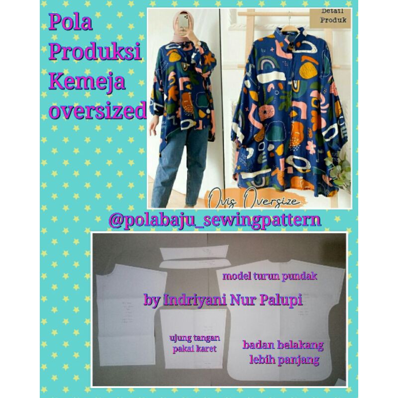 Pola kemeja oversized - Pola baju - sewing pattern